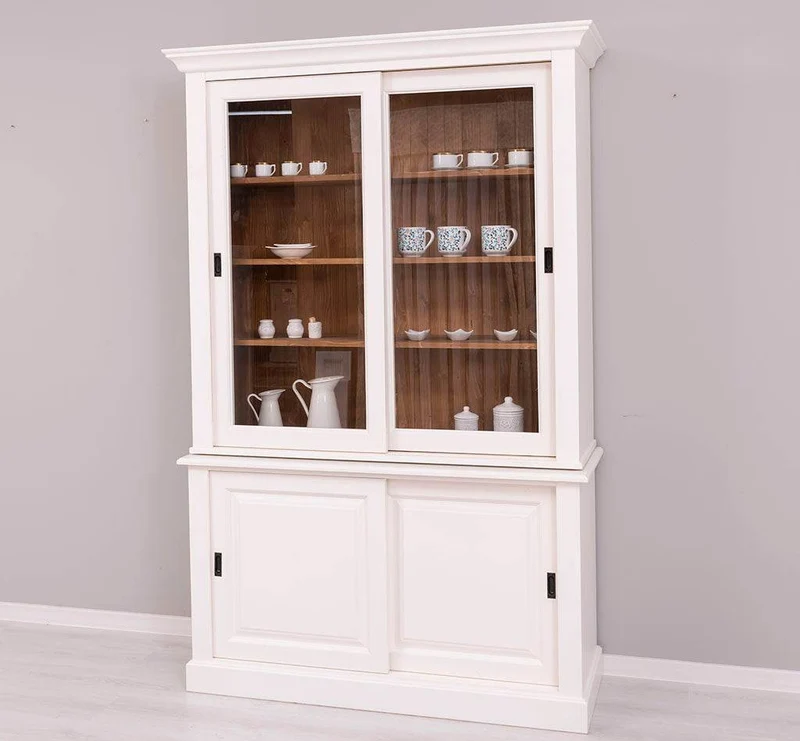 Buffetschrank mit Schiebetüren | Geschirrschrank | Vitrine | 2-teilig