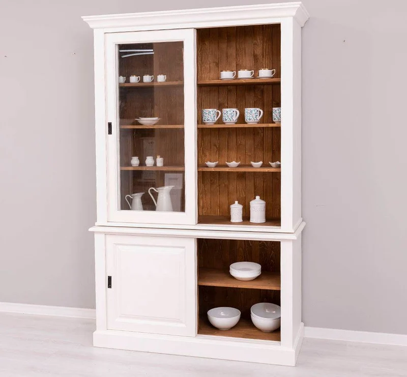 Buffetschrank mit Schiebetüren | Geschirrschrank | Vitrine | 2-teilig