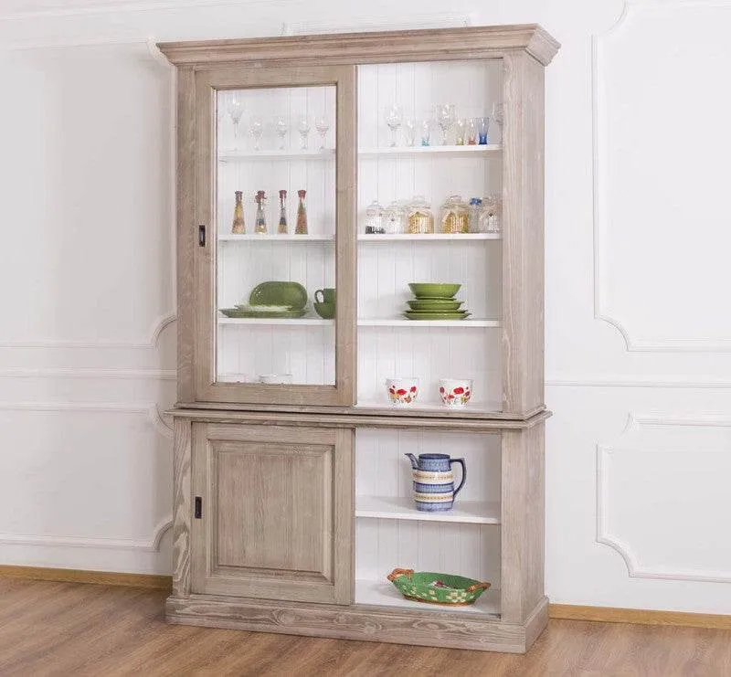 Buffetschrank mit Schiebetüren | Geschirrschrank | Vitrine | 2-teilig