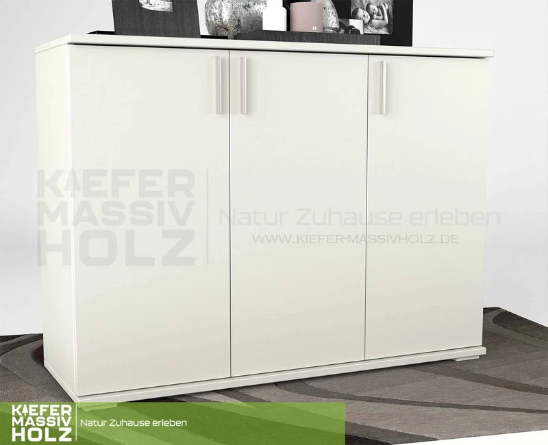 Nobis Kommode 120 Bio Kiefer | 3-türiges Sideboard aus 100% massivem Kiefernholz