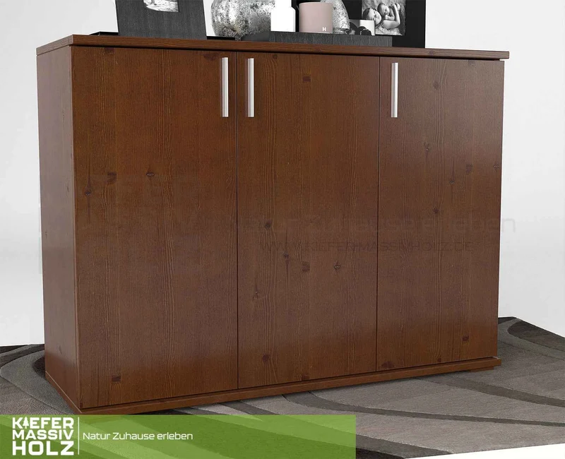 Nobis Kommode 120 Bio Kiefer | 3-türiges Sideboard aus 100% massivem Kiefernholz