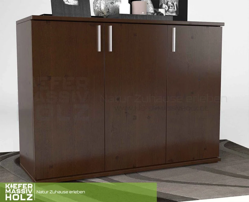 Nobis Kommode 120 Bio Kiefer | 3-türiges Sideboard aus 100% massivem Kiefernholz