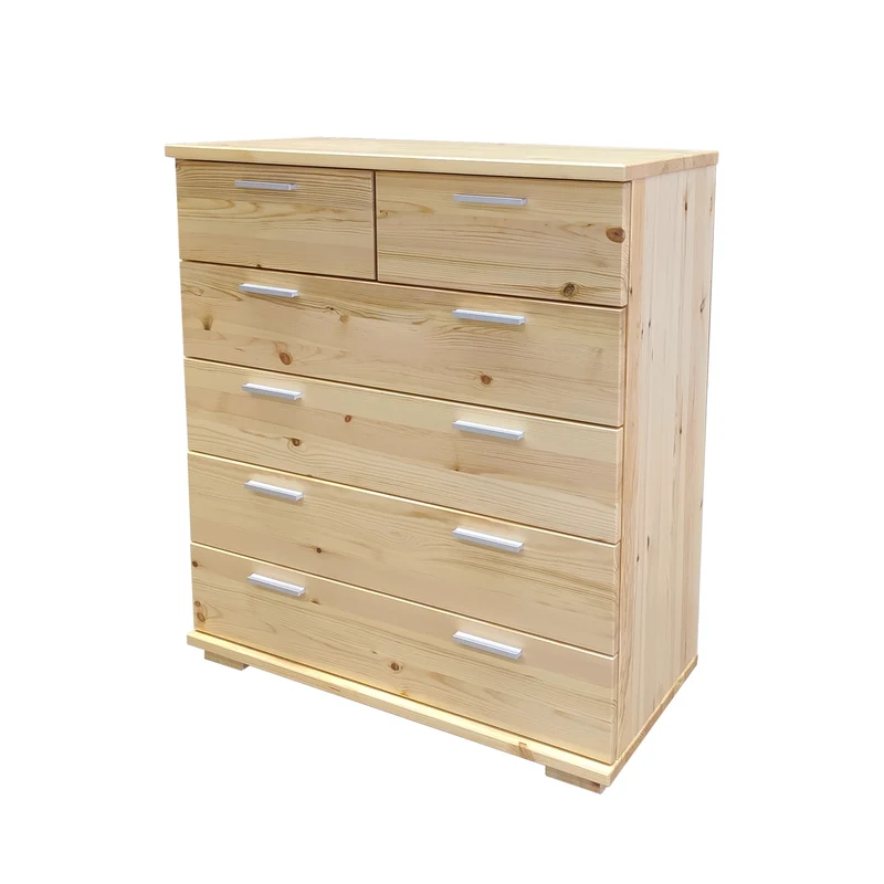 Nobis Kommode aus Bio Kiefer – 90-er Sideboard mit 6 Schubladen aus massivem Holz