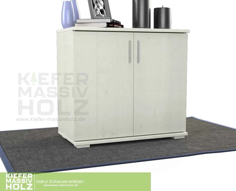 Nobis Kommode Massivholz | Sideboard Anrichte | 2-Türig | 90cm hoch | 100% Bio Kiefer Massivholz