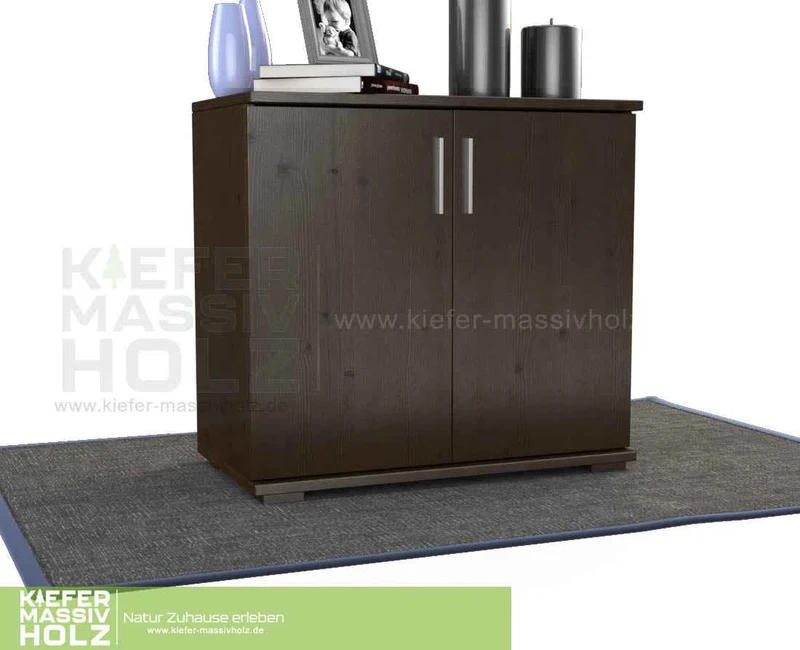 Nobis Kommode Massivholz | Sideboard Anrichte | 2-Türig | 90cm hoch | 100% Bio Kiefer Massivholz