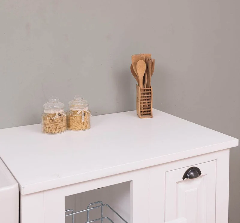 Küchenzeile aus Massivholz Weiß mit Backofenumbauschrank | Hochschrank für Backofen | Spülbecken | Ausziehschrank | Spülmaschinenschrank | Massivholzküche