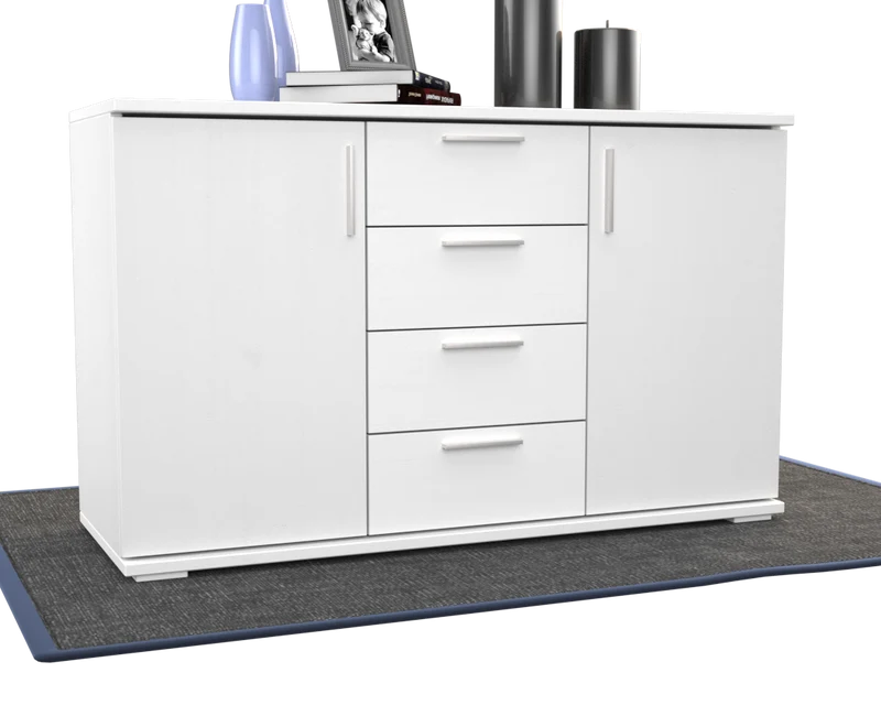 Nobis Kommode aus Massivholz | Sideboard mit 4 Schubladen und 2 Türen | 100% Bio Kiefer Massivholz