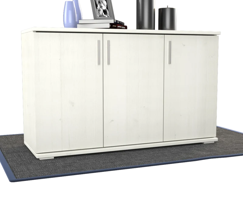 Nobis Kommode Bio Kiefer Massivholz | 3-Türig Sideboard mit Regalböden aus 100% Bio Kiefer