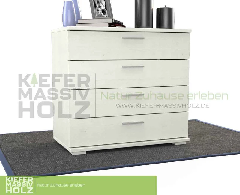 Nobis Kommode aus Kiefer Massivholz | Sideboard Anrichte mit 4 Schubladen aus 100% Bio Holz