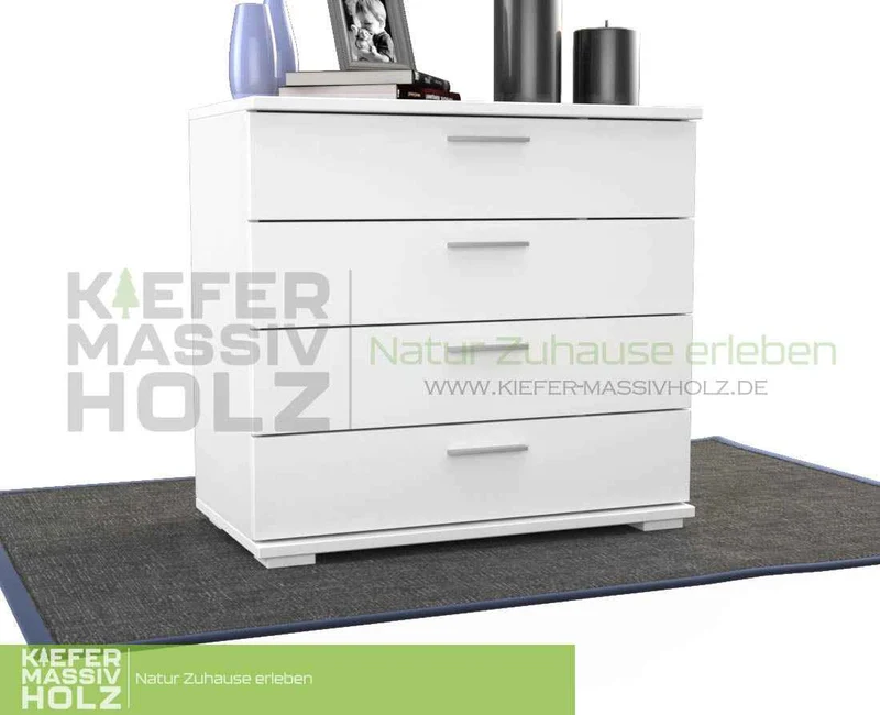 Nobis Kommode aus Kiefer Massivholz | Sideboard Anrichte mit 4 Schubladen aus 100% Bio Holz