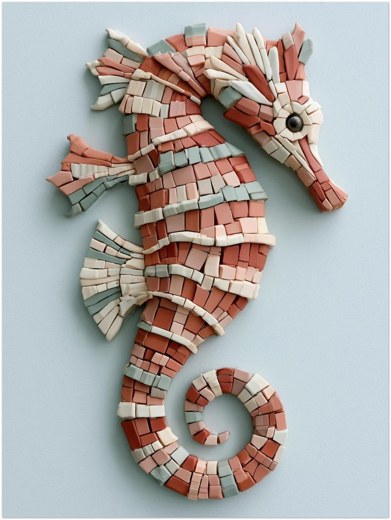Seepferdchen Mosaik Poster
