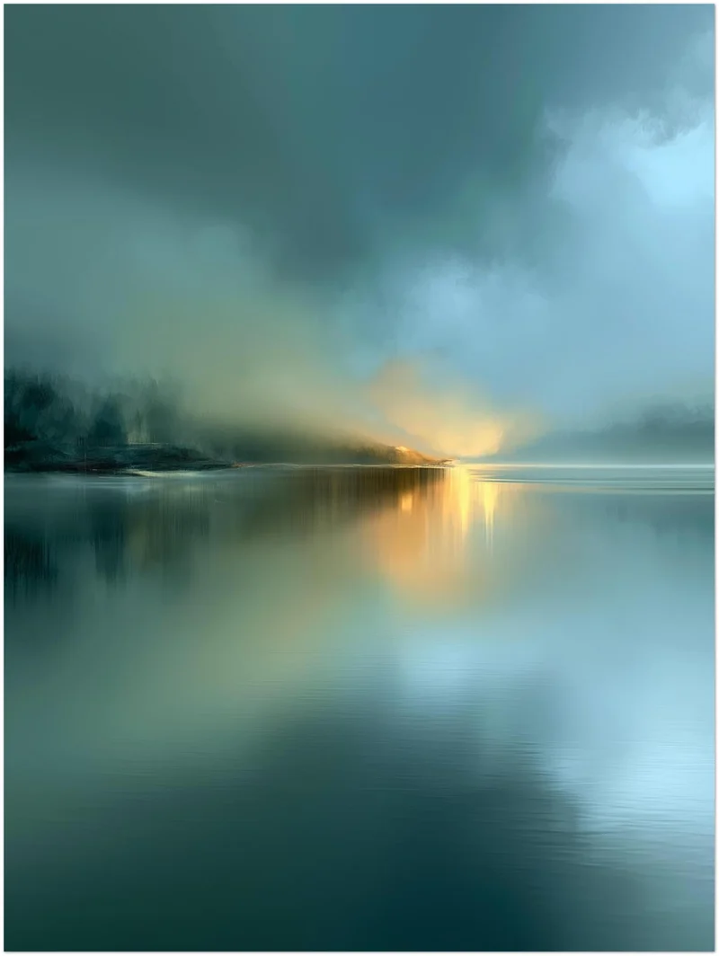 See im Morgennebel Leinwand
