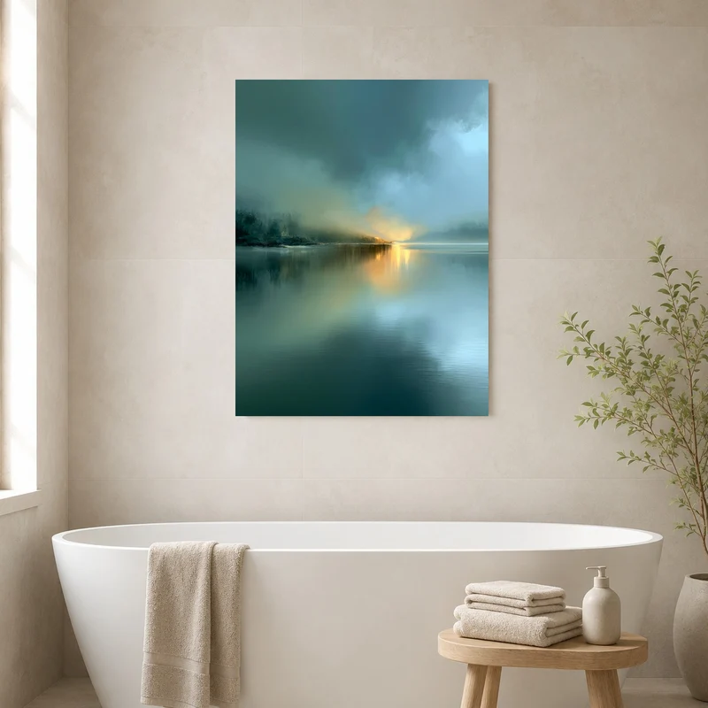See im Morgennebel Leinwand