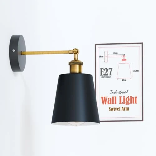 Wandlampe Industrial in Glockenform, schwenkbar E27 ~3382
