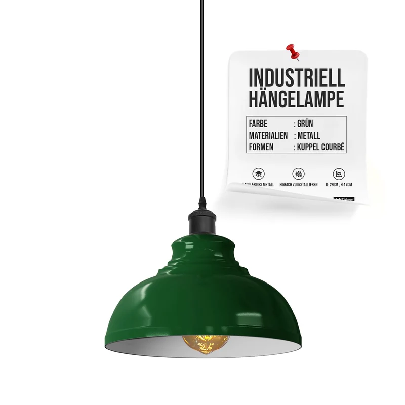 LEDSone Lampada a Sospensione Industriale Retrò da Soffitto ~ 3372