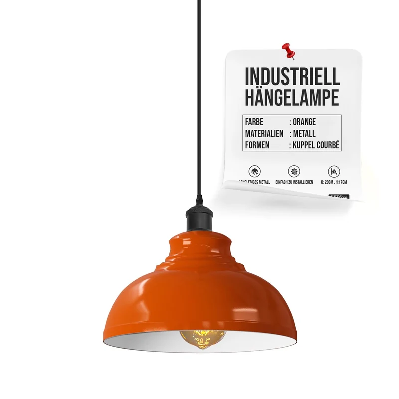 LEDSone Lampada a Sospensione Industriale Retrò da Soffitto ~ 3372
