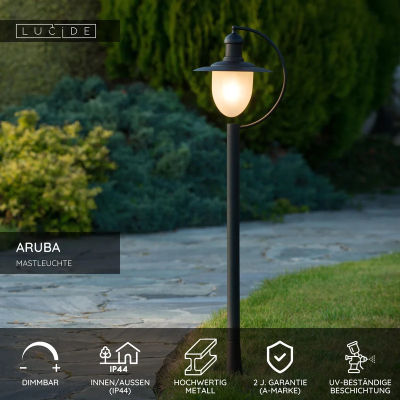 Wegeleuchte Aruba IP44 mit Glasschirm 110cm