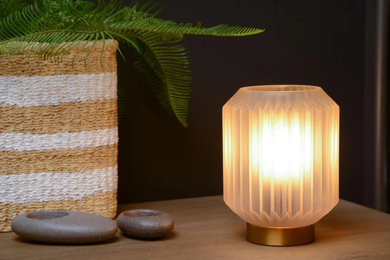 Tischleuchte Sueno mit Schirm aus Glas