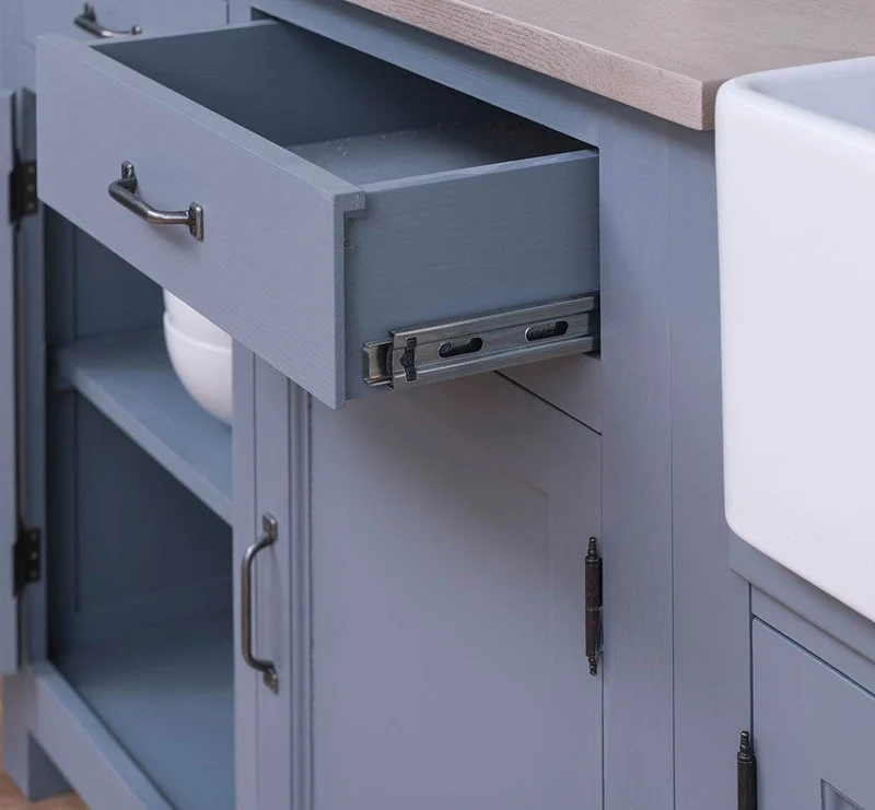 Küchenzeile aus Massivholz Blau Backofenschrank Hängeschrank Spülbecken Vorratsschrank B | Massivholzküche