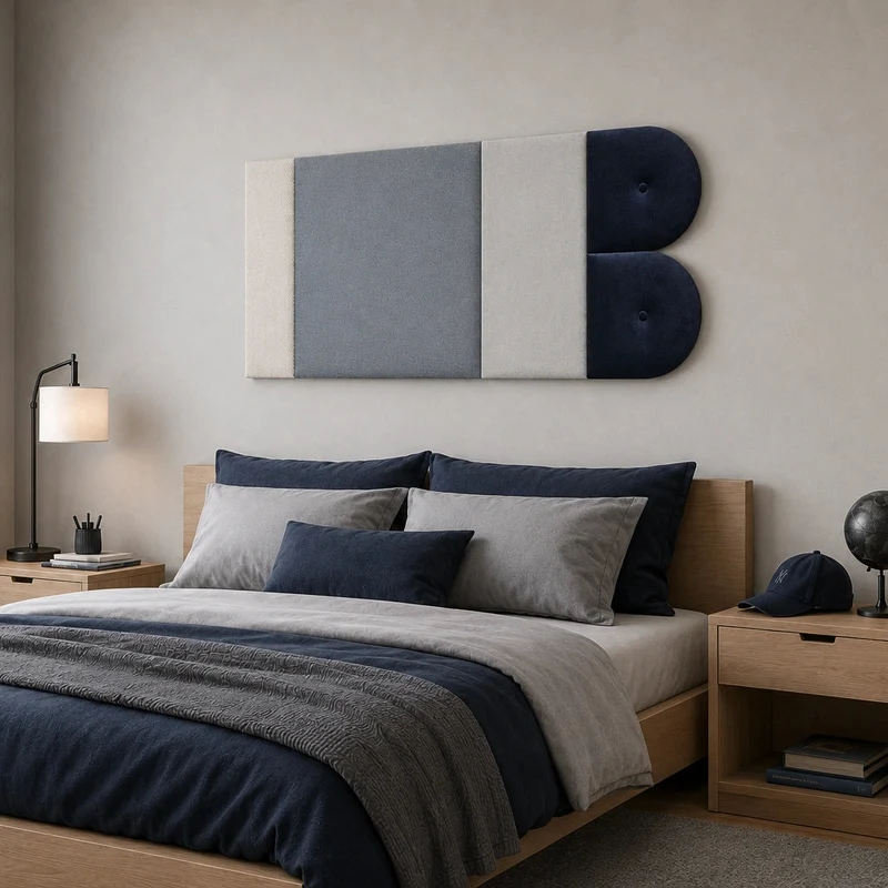 Padded Wall Panels Set 3 Grey