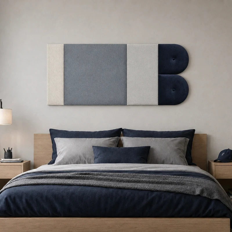 Padded Wall Panels Set 3 Grey