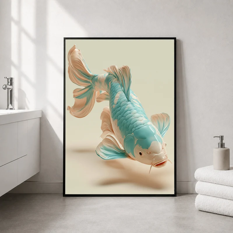 Koi Fisch türkis Poster