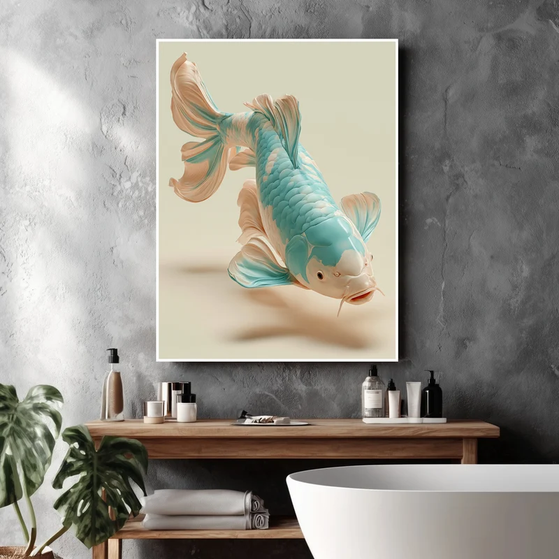 Koi Fisch türkis Poster