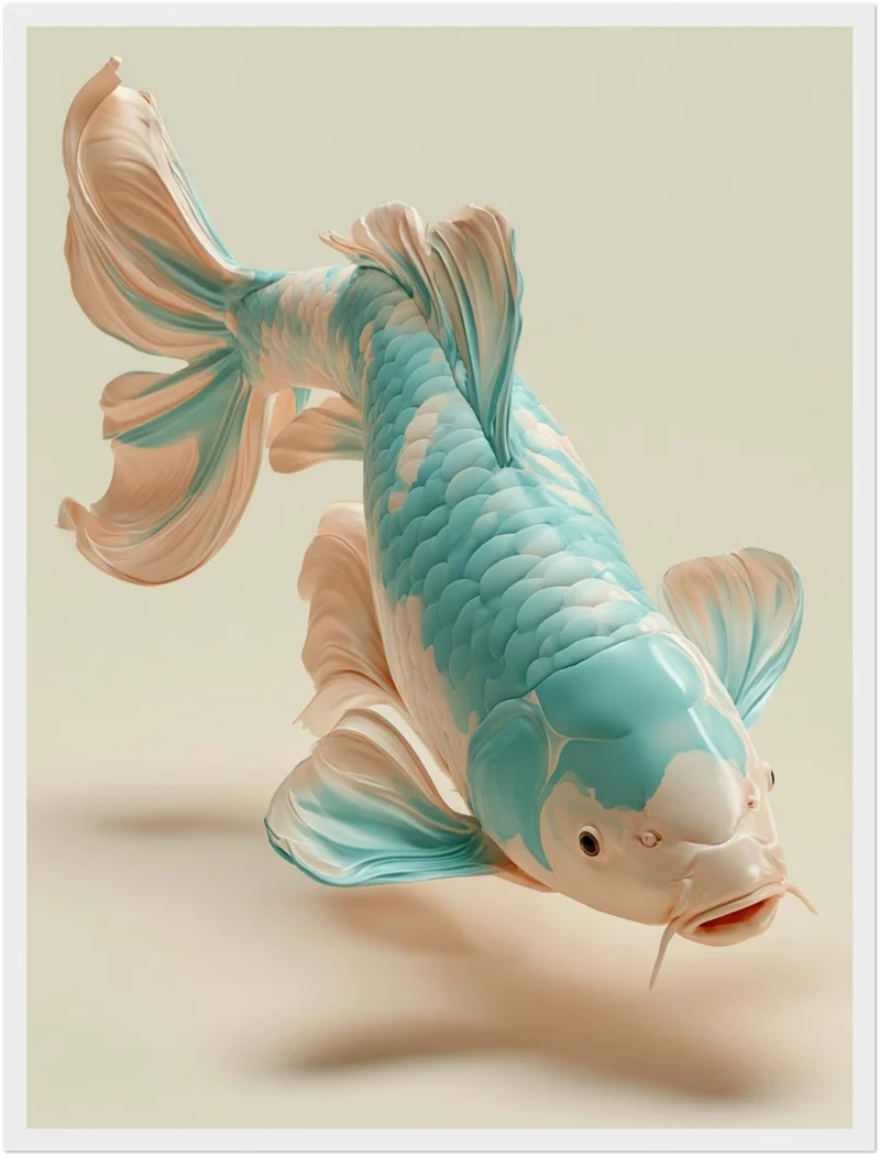 Koi Fisch türkis Poster