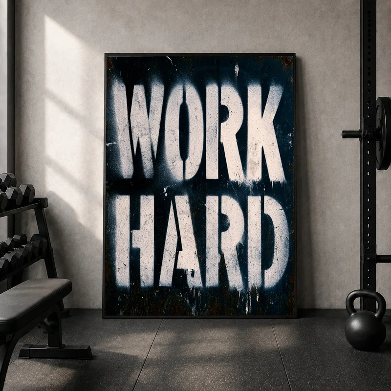 Work Hard Stencil Poster