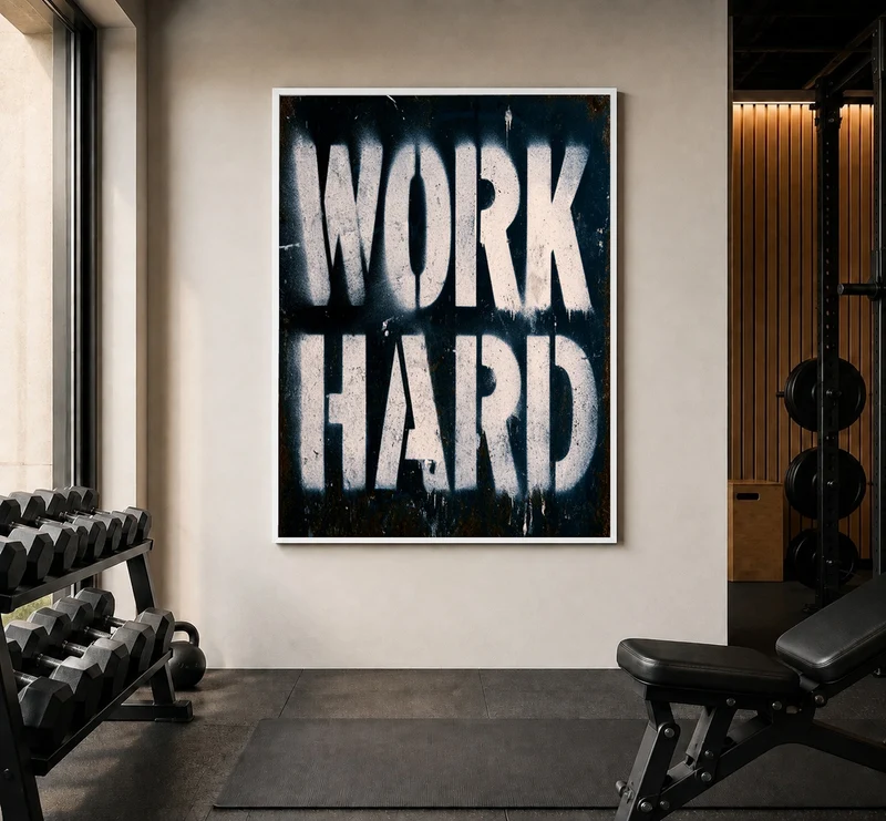 Work Hard Stencil Poster