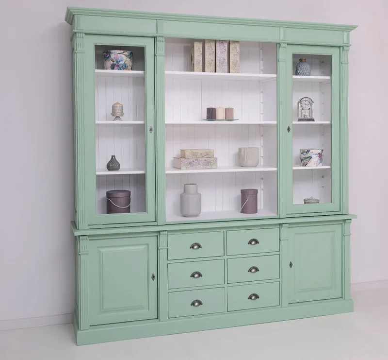 Vintage Bücherschrank aus Massivholz | 2-teiliger Aktenschrank | Bibliothek