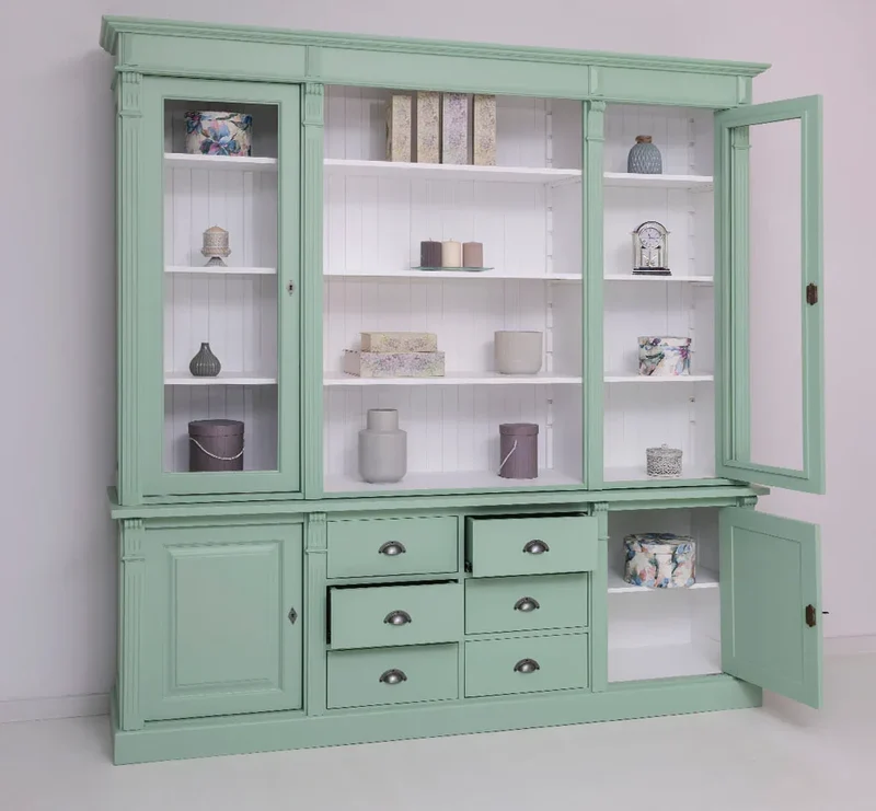 Vintage Bücherschrank aus Massivholz | 2-teiliger Aktenschrank | Bibliothek