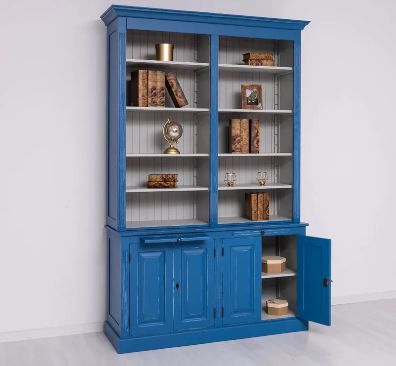 Vintage Bücherschrank aus Massivholz | Bibliothek | 2-teilig