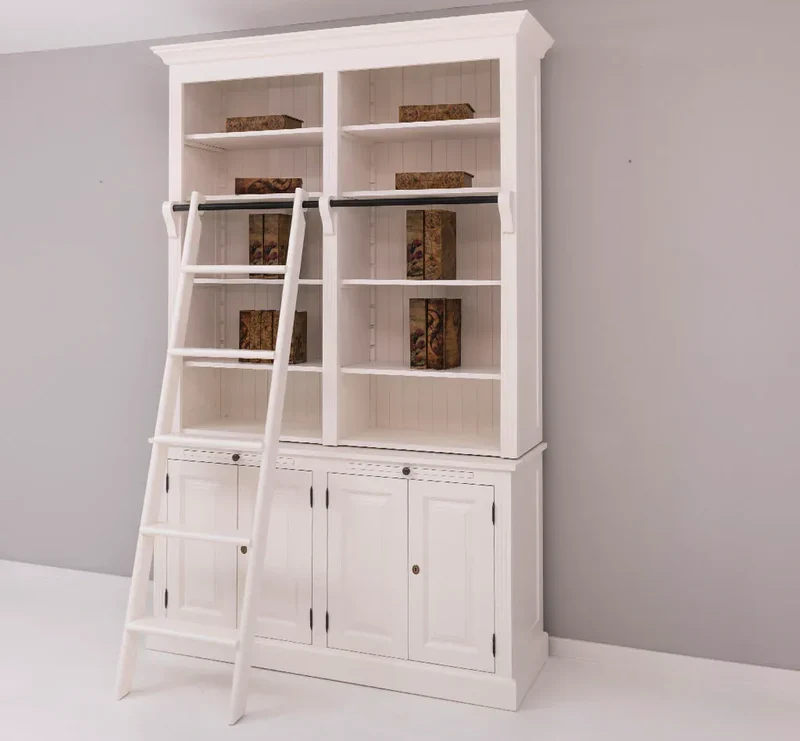 Vintage Bücherschrank aus Massivholz | Bibliothek | 2-teilig