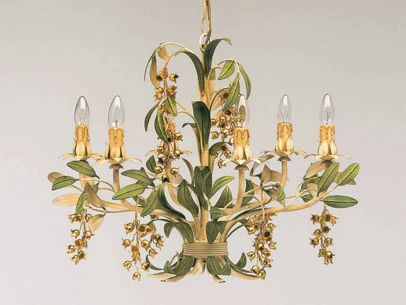 Casa Padrino Barock Kronleuchter Pastellgrün Ø 65 x H. 55 cm 6-flammig - Handgefertigte Leuchte aus Italien - Barock Leuchten