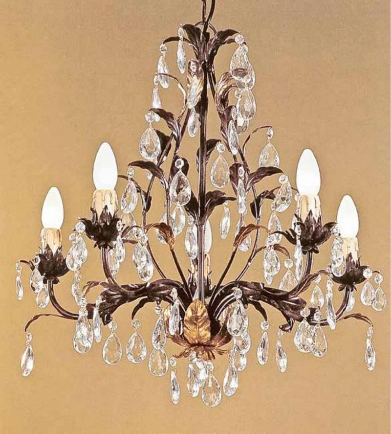 Casa Padrino Barock Kronleuchter Ø 60 x H. 60 cm 5-flammig - Handgefertigte Leuchte aus Italien - Barock Leuchten