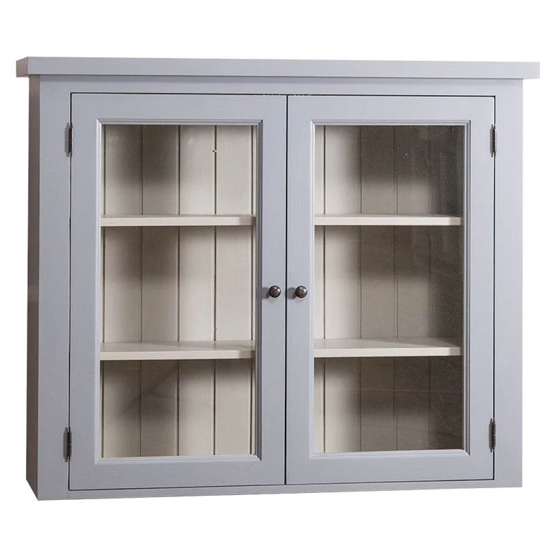 Hängeschrank aus Massivholz | Geschirrvitrine mit zwei Türen und Schaufenster