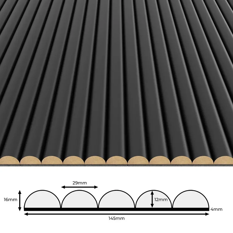 MDF Fluted Wall Panels - Black Matt
