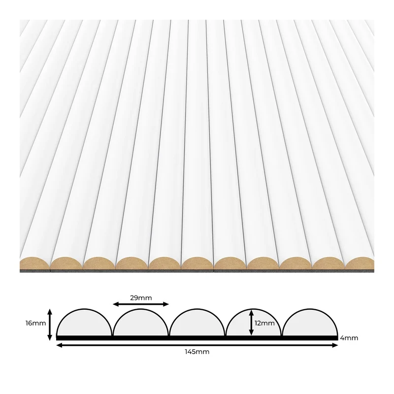 MDF Fluted Wall Panels - White Matt