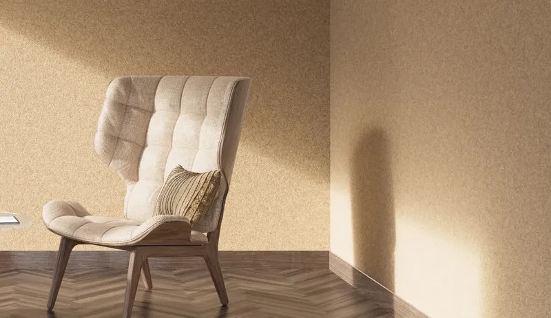 BEIGE Plain Acoustic Wallpaper - 90% Wool