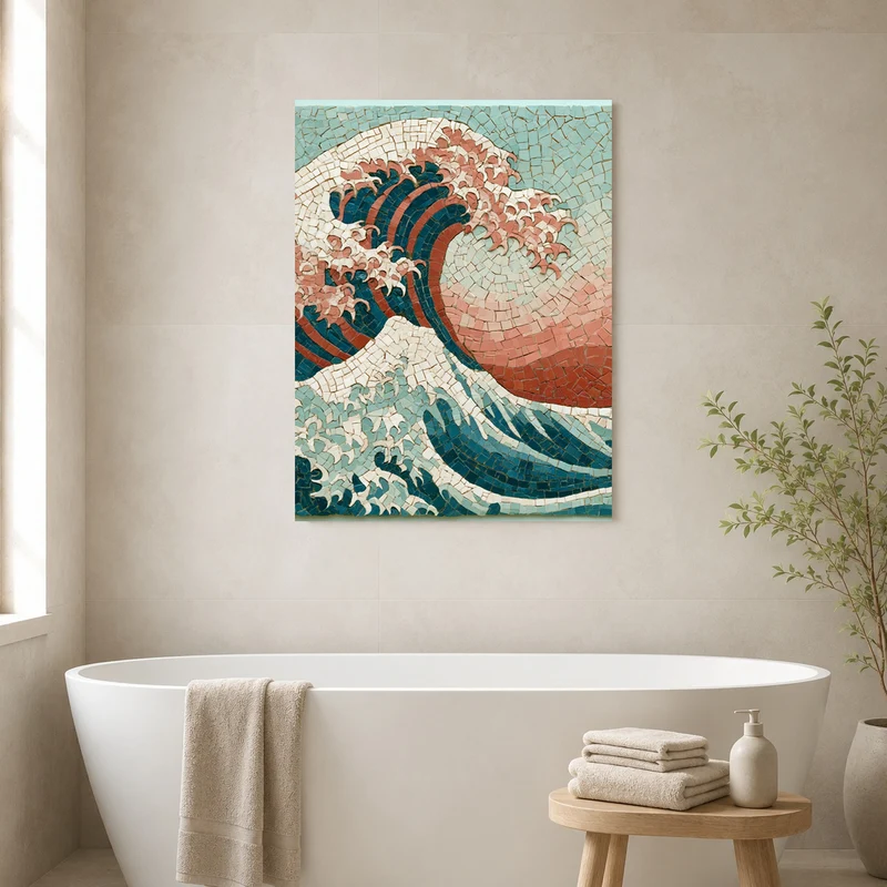 Große Welle Mosaik Leinwand