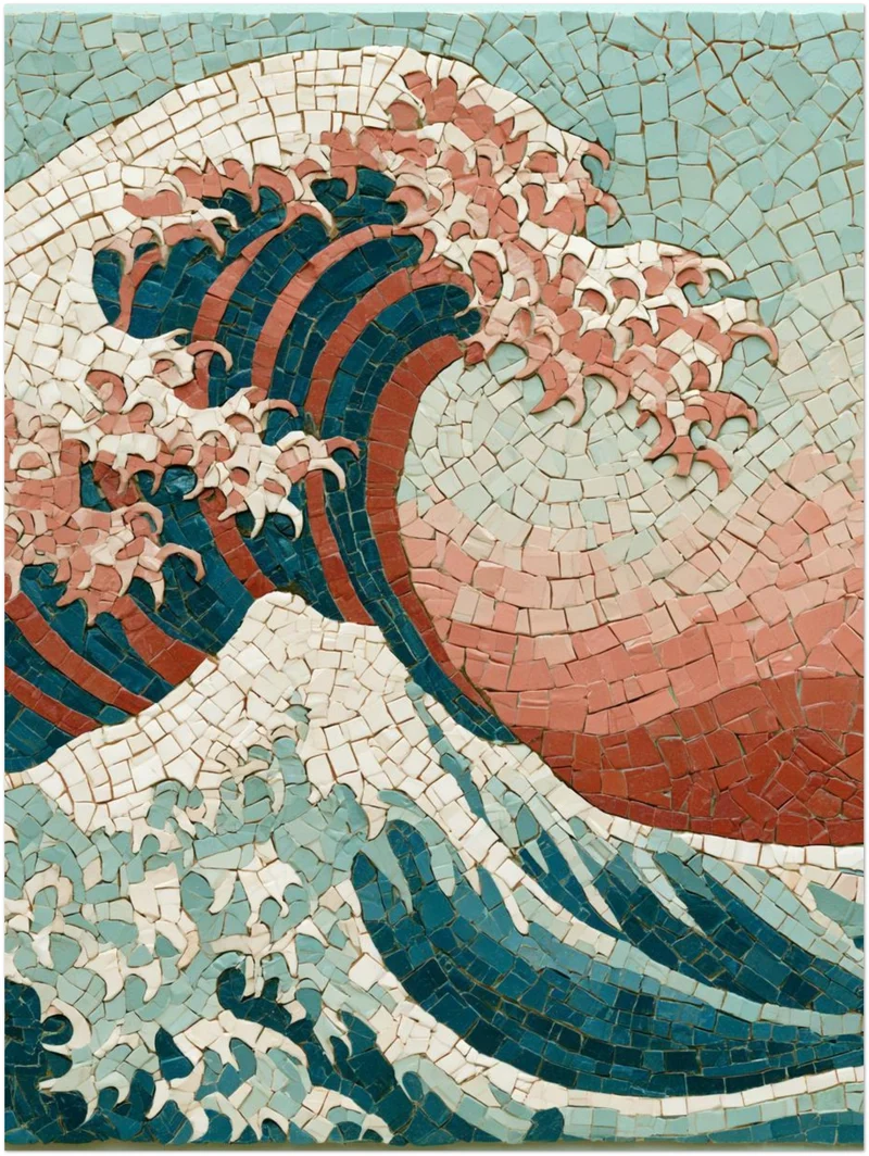 Große Welle Mosaik Poster