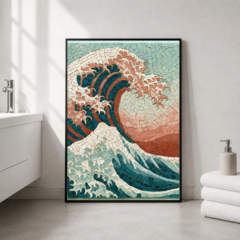 Große Welle Mosaik Poster