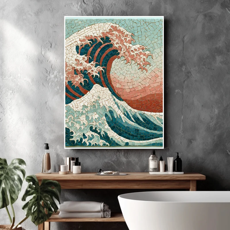 Große Welle Mosaik Poster