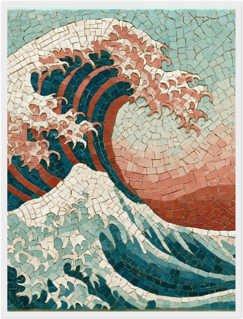Große Welle Mosaik Poster