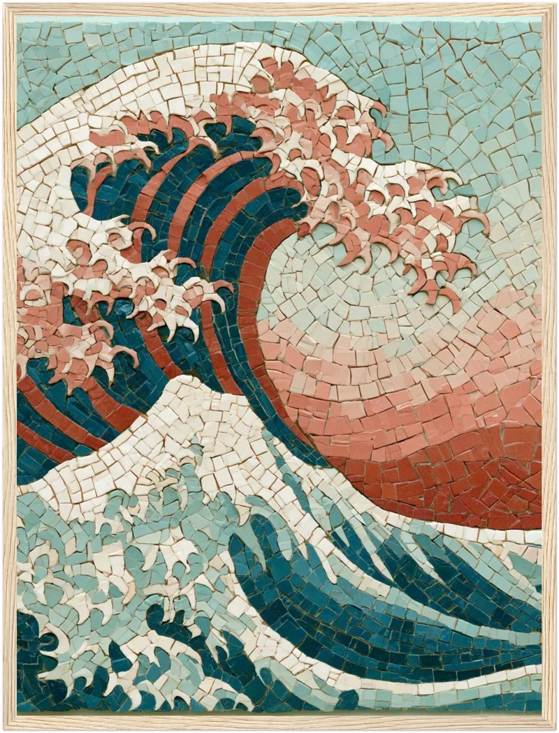 Große Welle Mosaik Poster