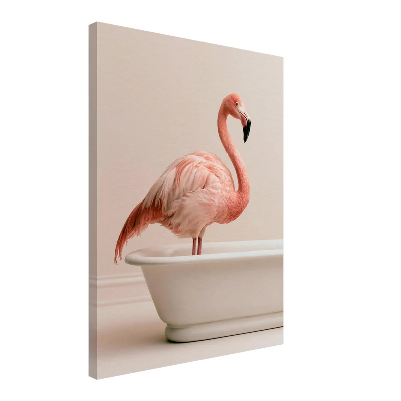 Flamingo in Badewanne Leinwand