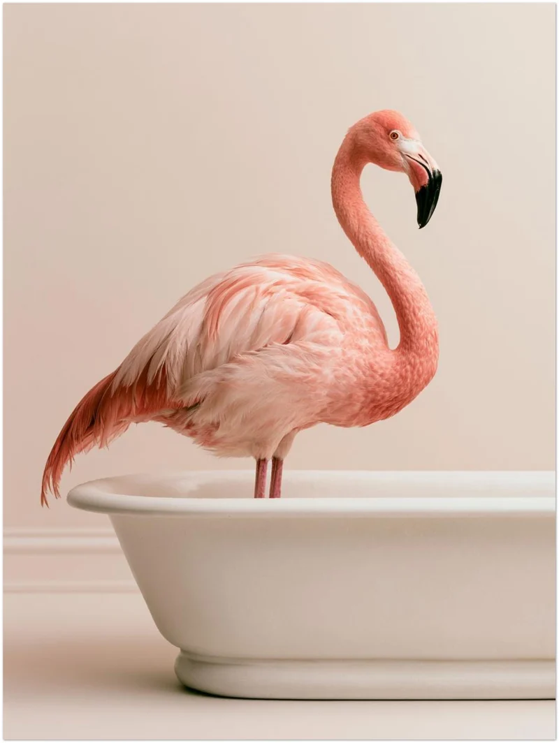 Flamingo in Badewanne Poster