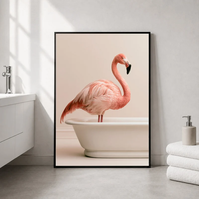 Flamingo in Badewanne Poster
