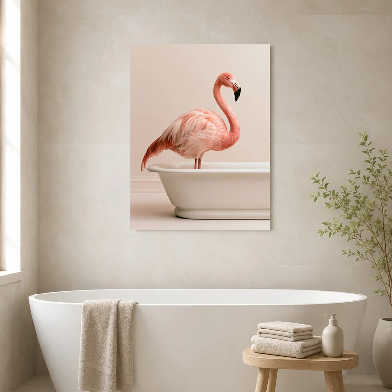 Flamingo in Badewanne Poster